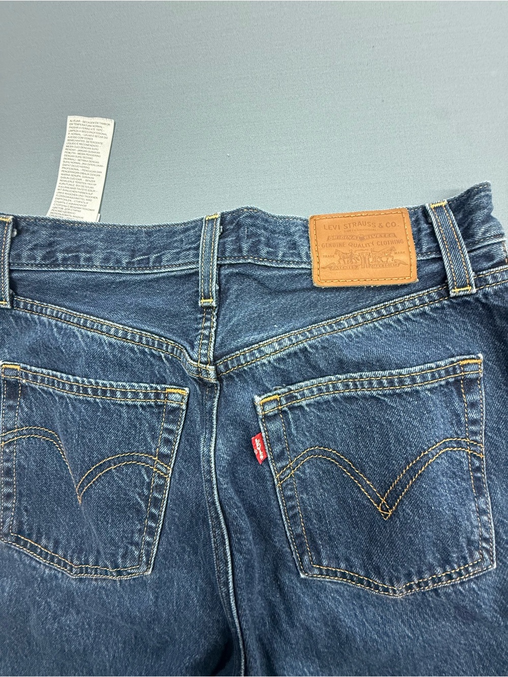 Levi's Women's Button Fly Dark Blue Straight Leg Jeans with Leather Patch